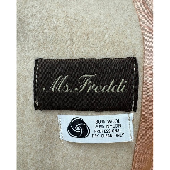 Ms Freddi Vintage 70s Women's Beige Wool Blend Retro Trench Coat USA XL - Picture 6 of 10